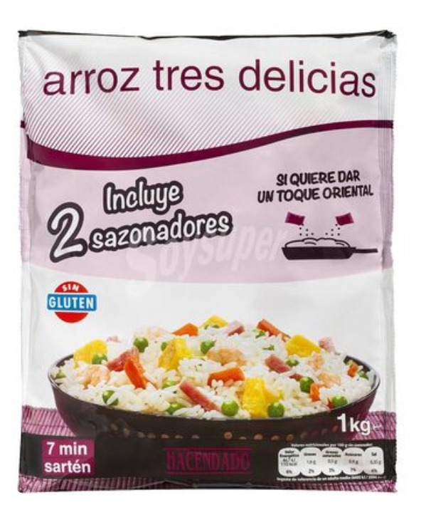 ESPINACAS CON PINCHOS DE CERDO Y ARROZ TRES DELICIAS